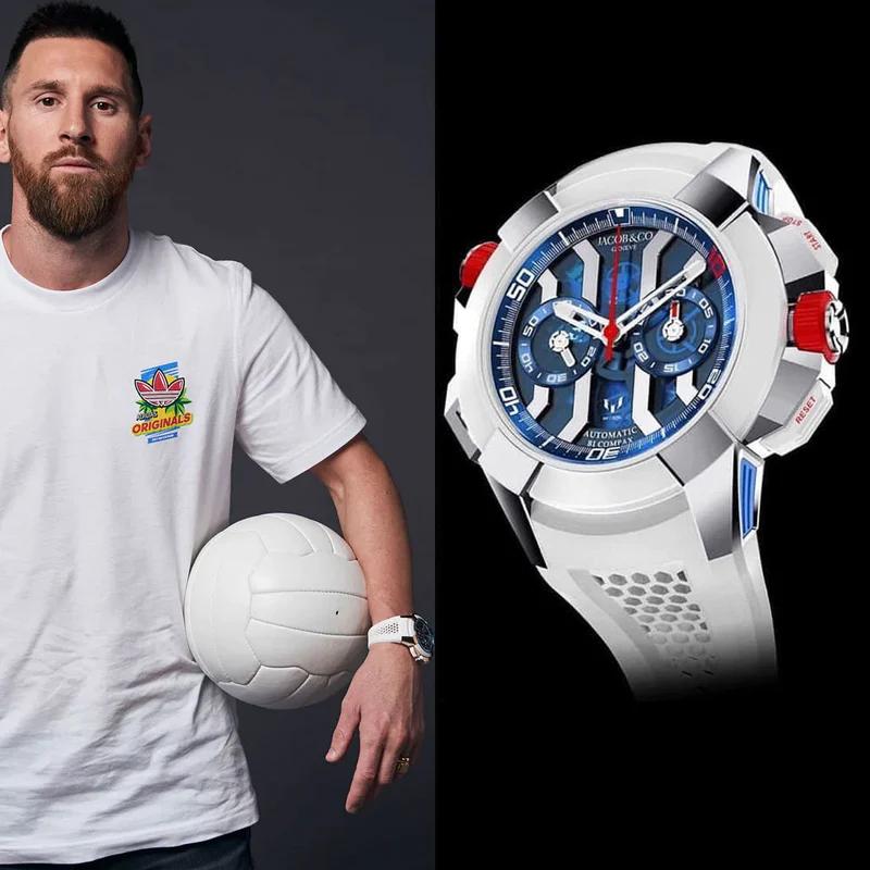 梅西戴的红表带手表,梅西金球纪念手表