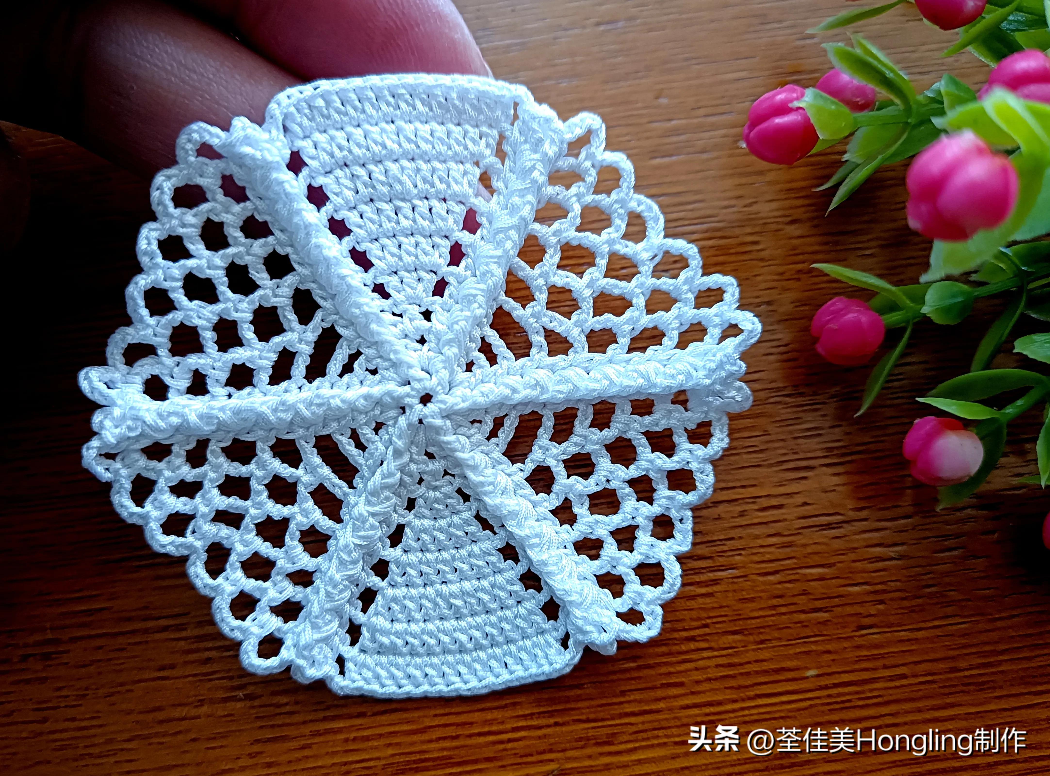 钩针钩织网格花样视频教程,钩针钩织菱形网格花样视频教程