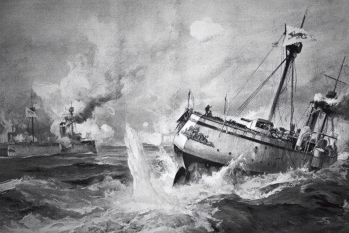 日本侵略中国被击沉的船,日本军舰入侵海岛