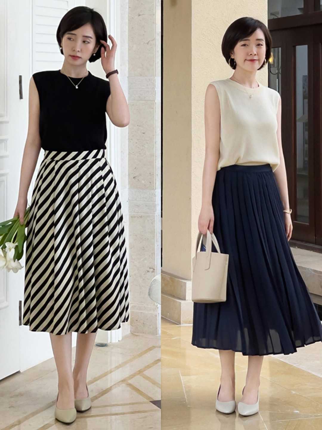 黑白波点半身裙搭什么衣服夏天,夏天绿色半身裙搭配什么上衣好看