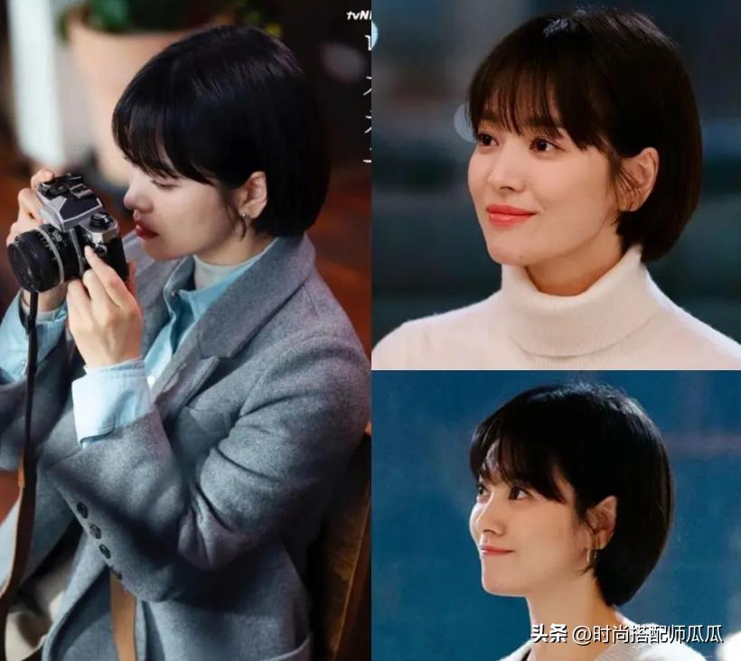 好看的减龄短发宋慧乔,宋慧乔表态发型的尽头是黑长直