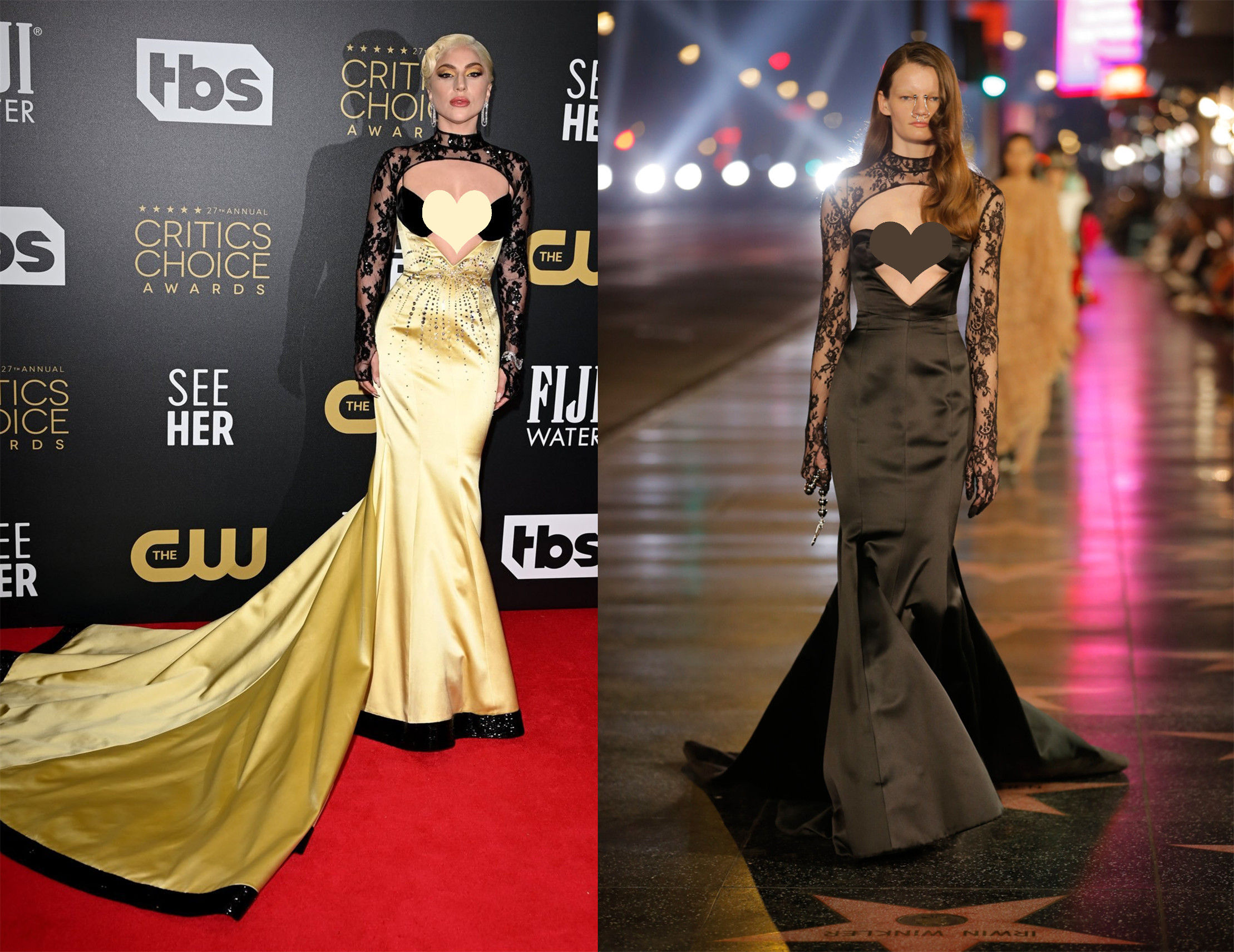 红毯香奈儿走秀名场面,ladygaga穿高定礼服