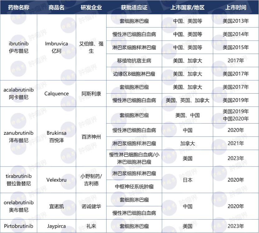 学科前沿｜全球上市的6款BTK*制剂抑**
