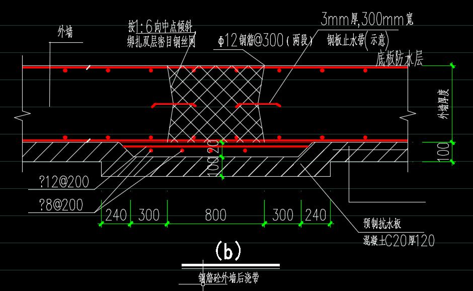 底板后浇带止水钢板施工流程,后浇带的止水钢板布置方法