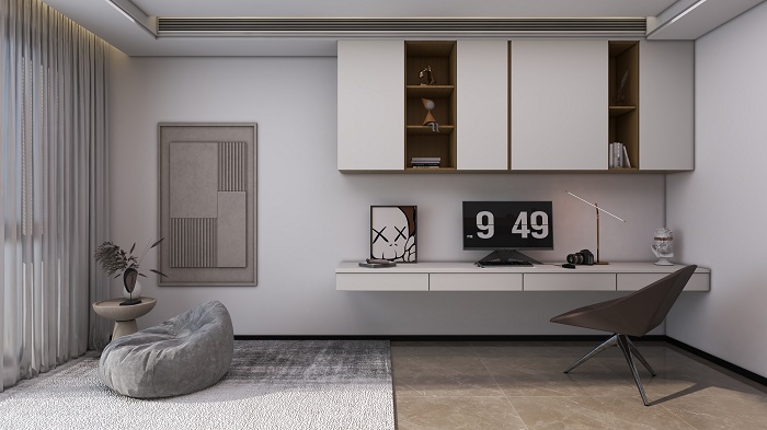 大王椰摩登灰橡效果图,大王椰经典胡桃卧室搭配