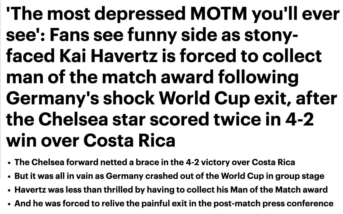 世界杯外电DAY13:德国获胜仍出局，两届折戟小组赛