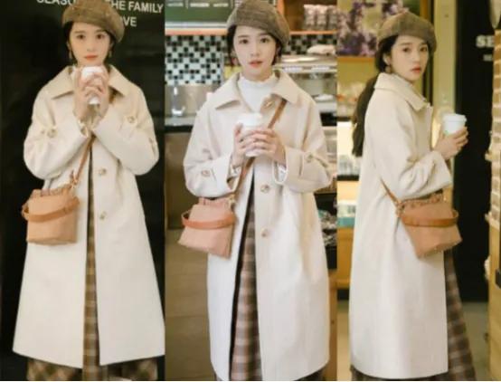 米白色羊剪绒大衣配什么裙子好看,米白色大衣秋冬怎么搭配好看