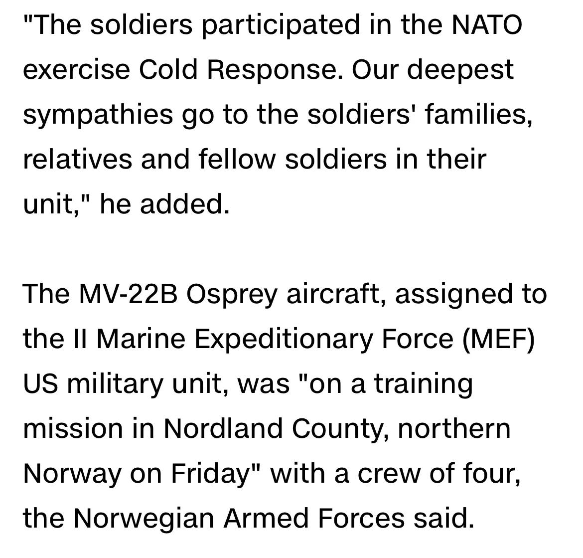 读CNN学英语:美国*用军**飞机在挪威坠毁,造成4人死亡