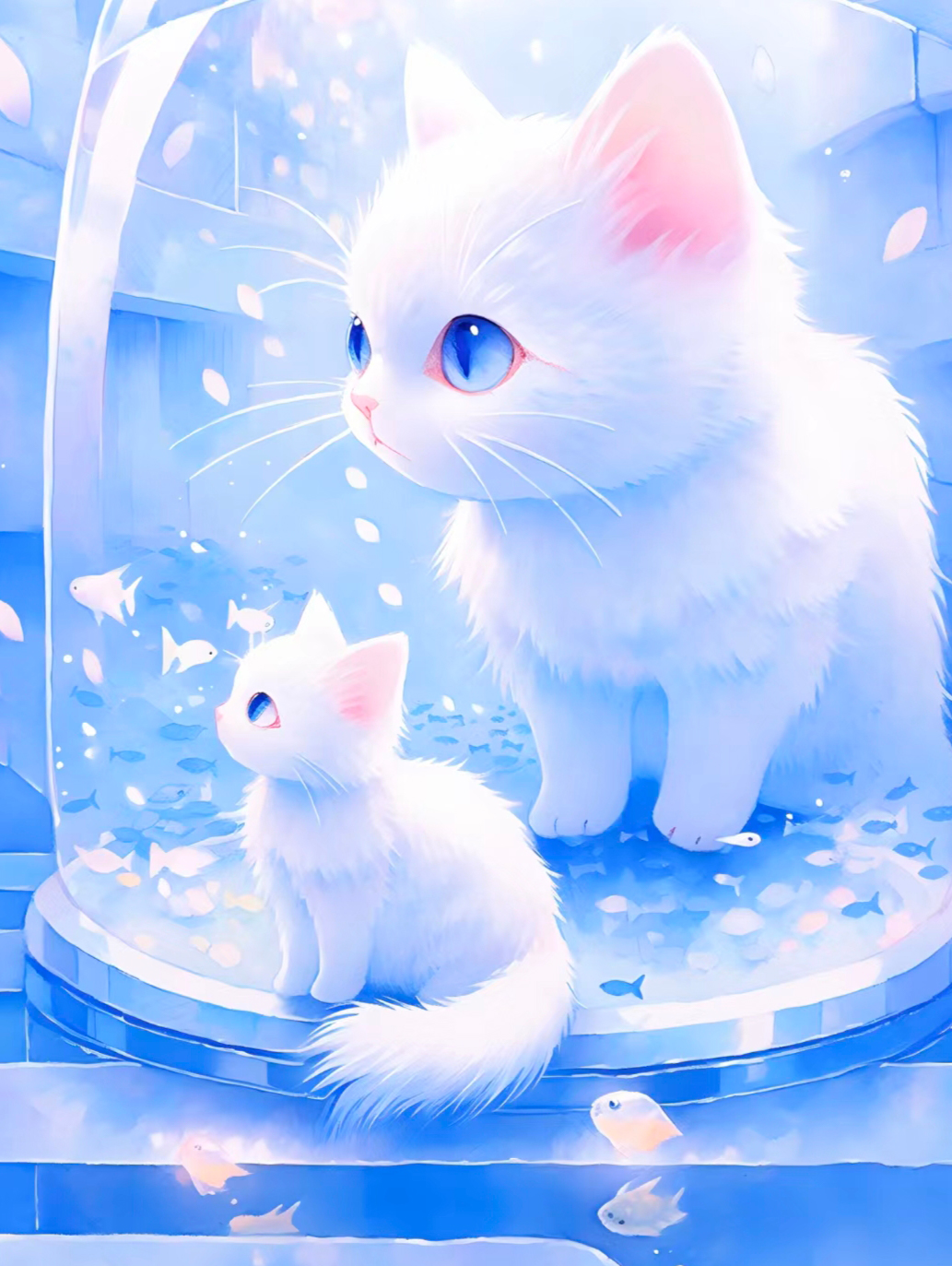 猫咪高清壁纸4k全屏60帧,萌萌哒粉色花篮里的猫咪图片壁纸