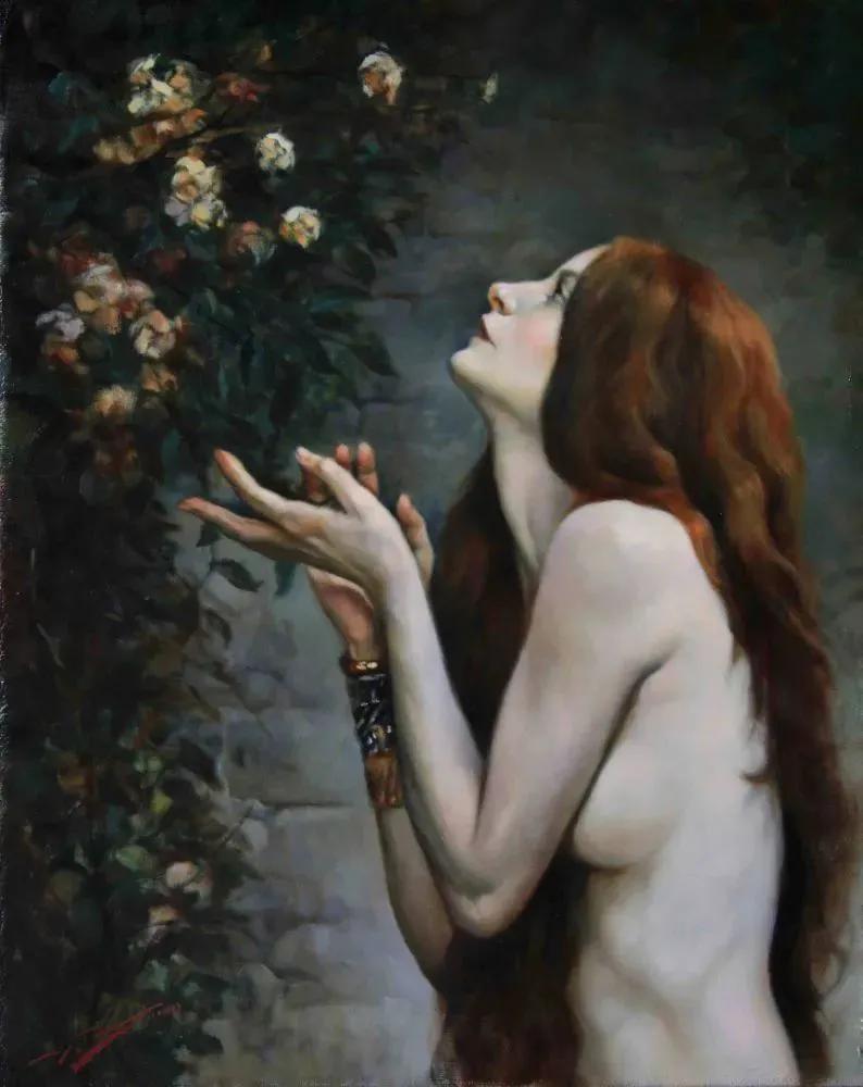 一幅很美的全是女孩子的油画,学院派油画欣赏女孩