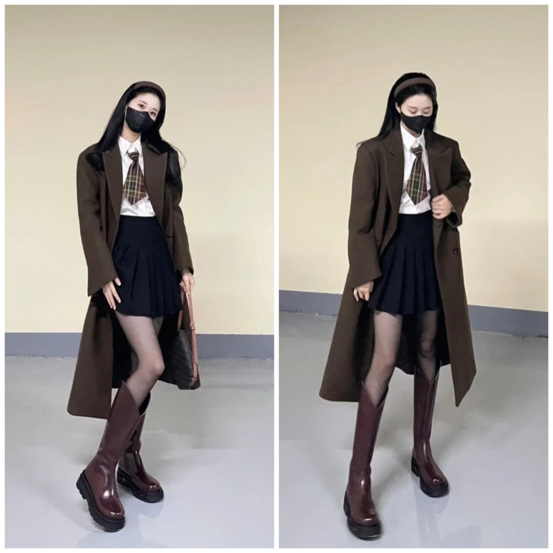 大衣搭长靴优雅阔太,大衣配长靴显矮