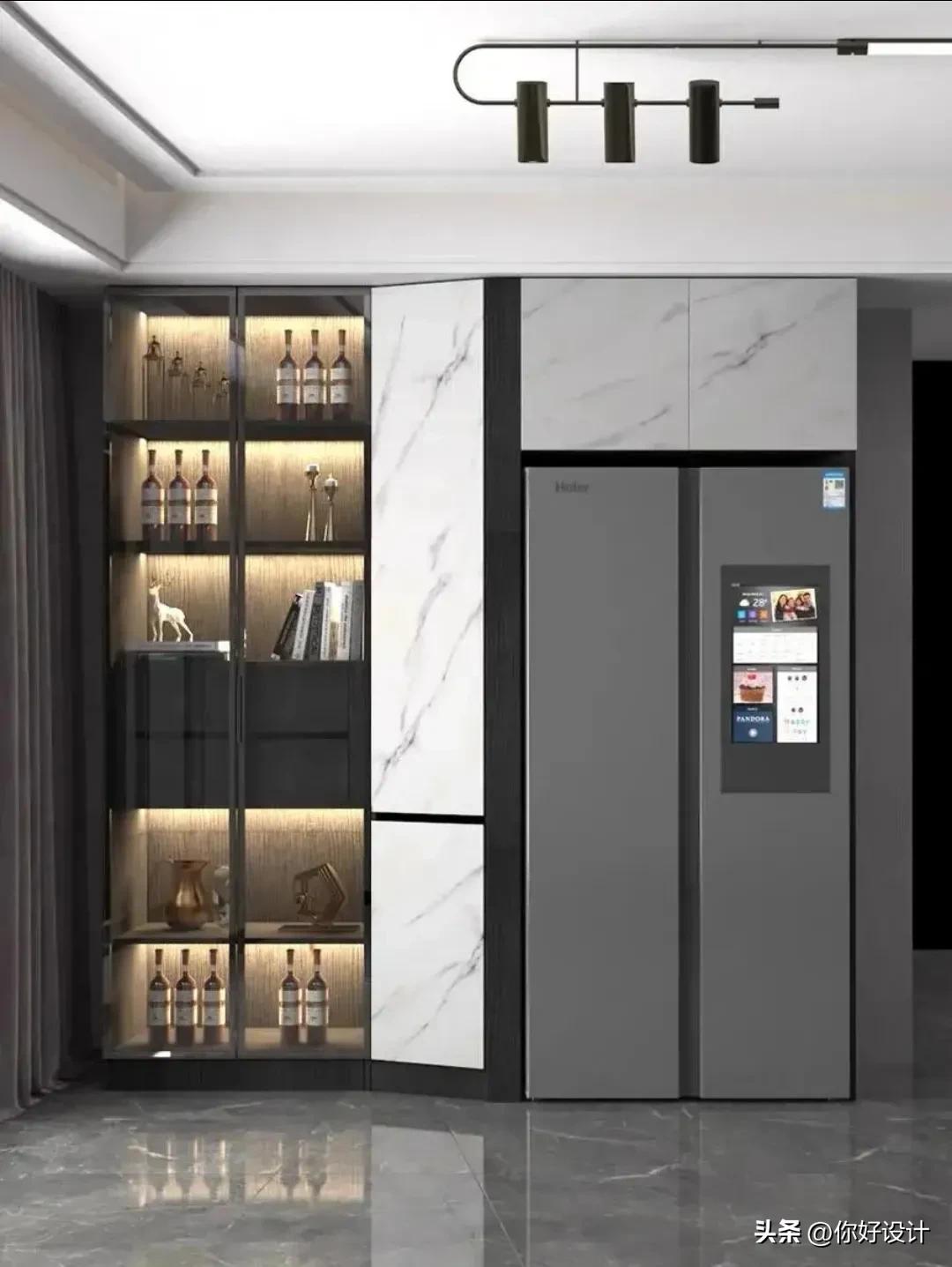 斜角冰箱柜子高级设计,冰箱柜设计效果图大全