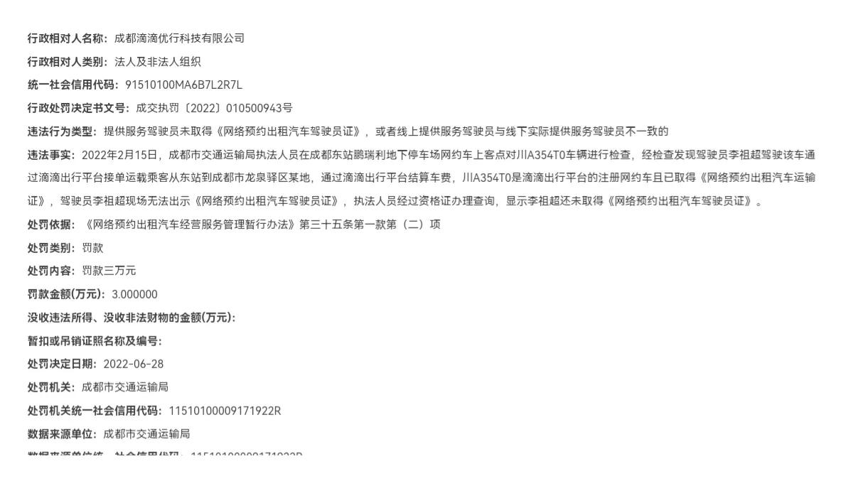 滴滴被处80.26亿罚款原因,成都近期跑滴滴会被罚款吗