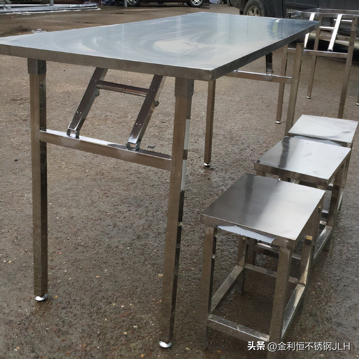 兴顺隆不锈钢折叠餐桌厂电话,餐厅不锈钢桌椅生产厂家