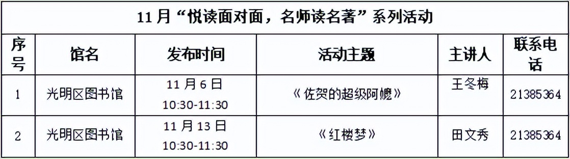 7台演出、6场展览、41场活动……请查收11月份光明区文化菜单！