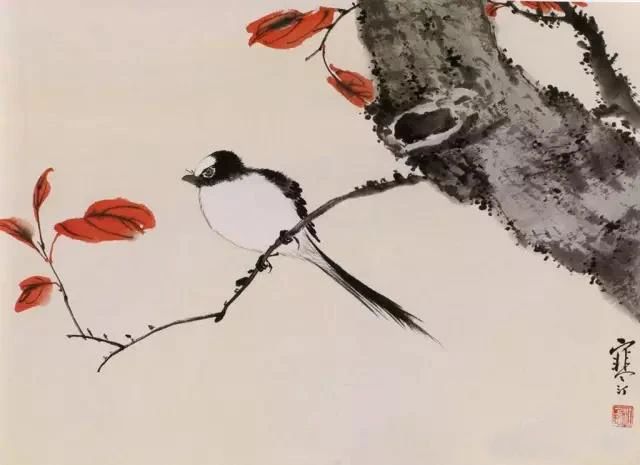 江寒汀写意黑山雀石榴花图,江寒汀写意花鸟千峰竞秀原作尺寸