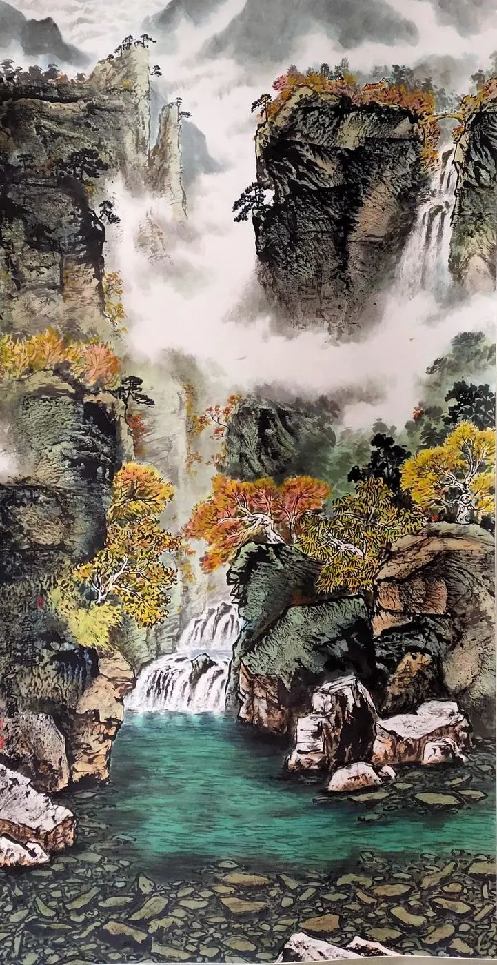 仁山智水山水画,仁山智水书法作品