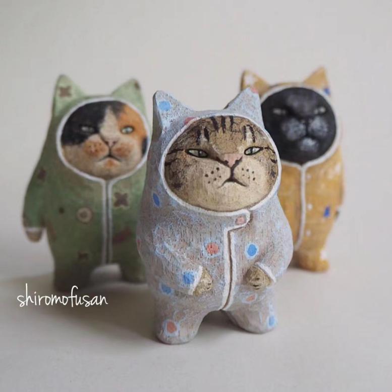 日本艺术家木雕猫,日本木雕艺术家猫