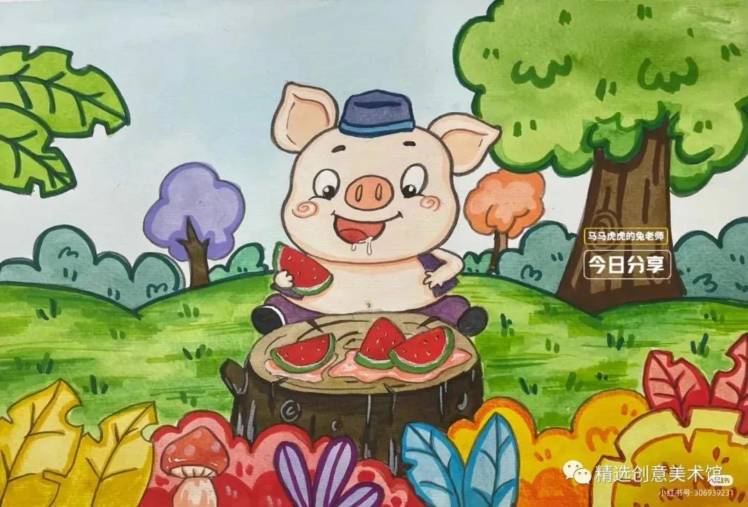 马克笔画儿童故事插画图,儿童简单马克笔绘画创意3-6岁