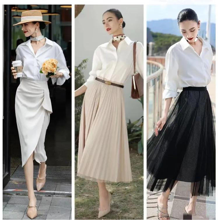 衬衫半裙如何搭配优雅时髦,穿白衬衣配半裙优雅大气又温柔