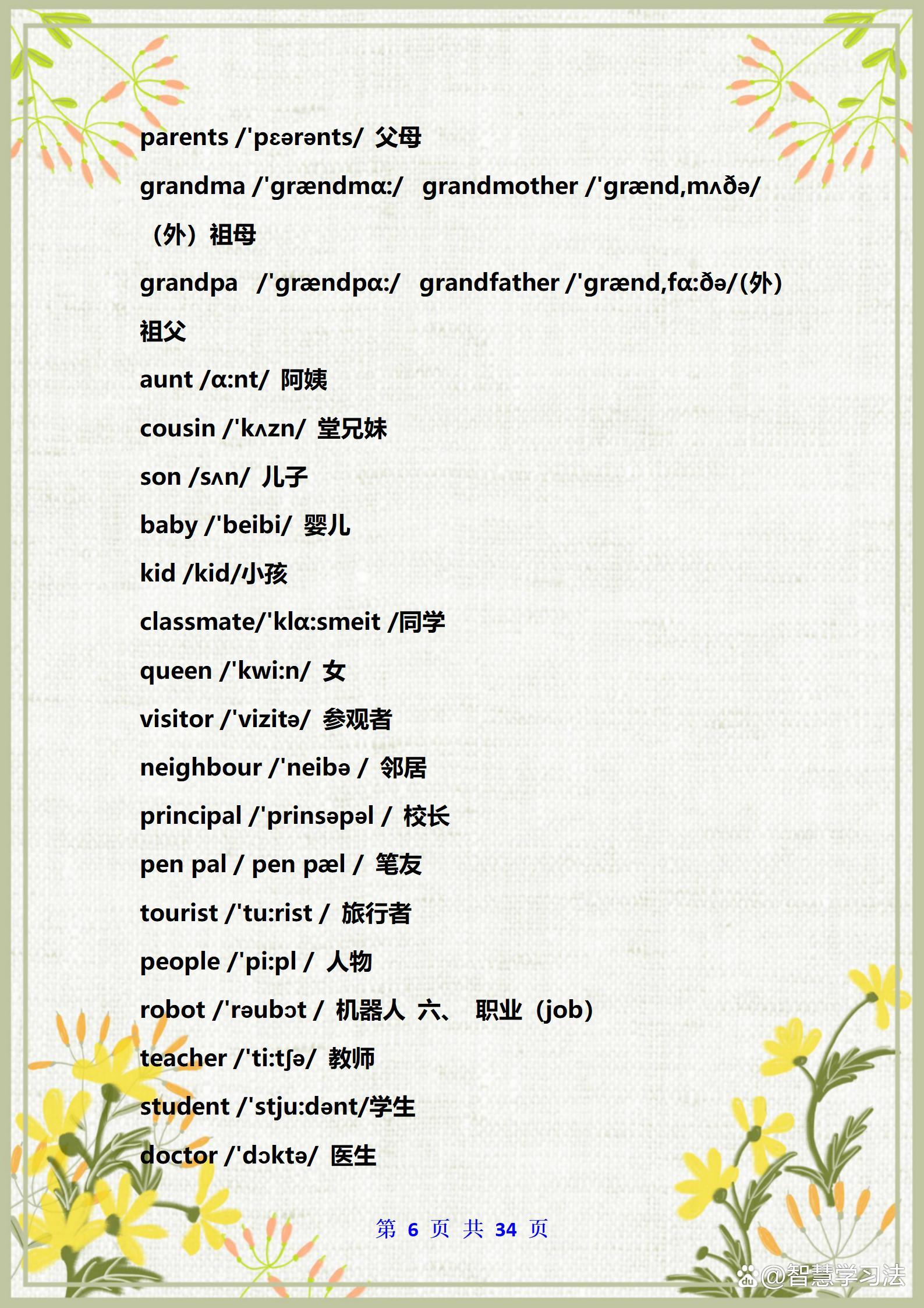 冀教版小学英语单词汇总带音标的,小学英语班主任整理笔记