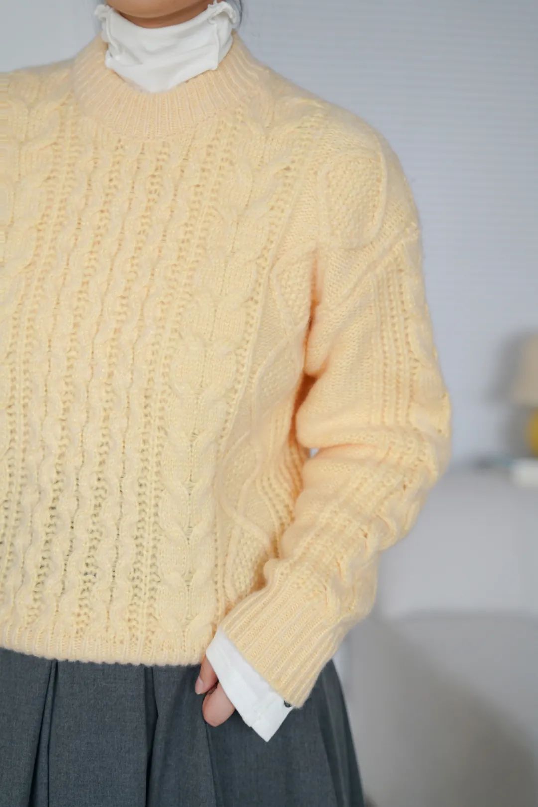 小个子拼接毛衣棉服最新款时髦,秋冬慵懒毛衣棉服内搭