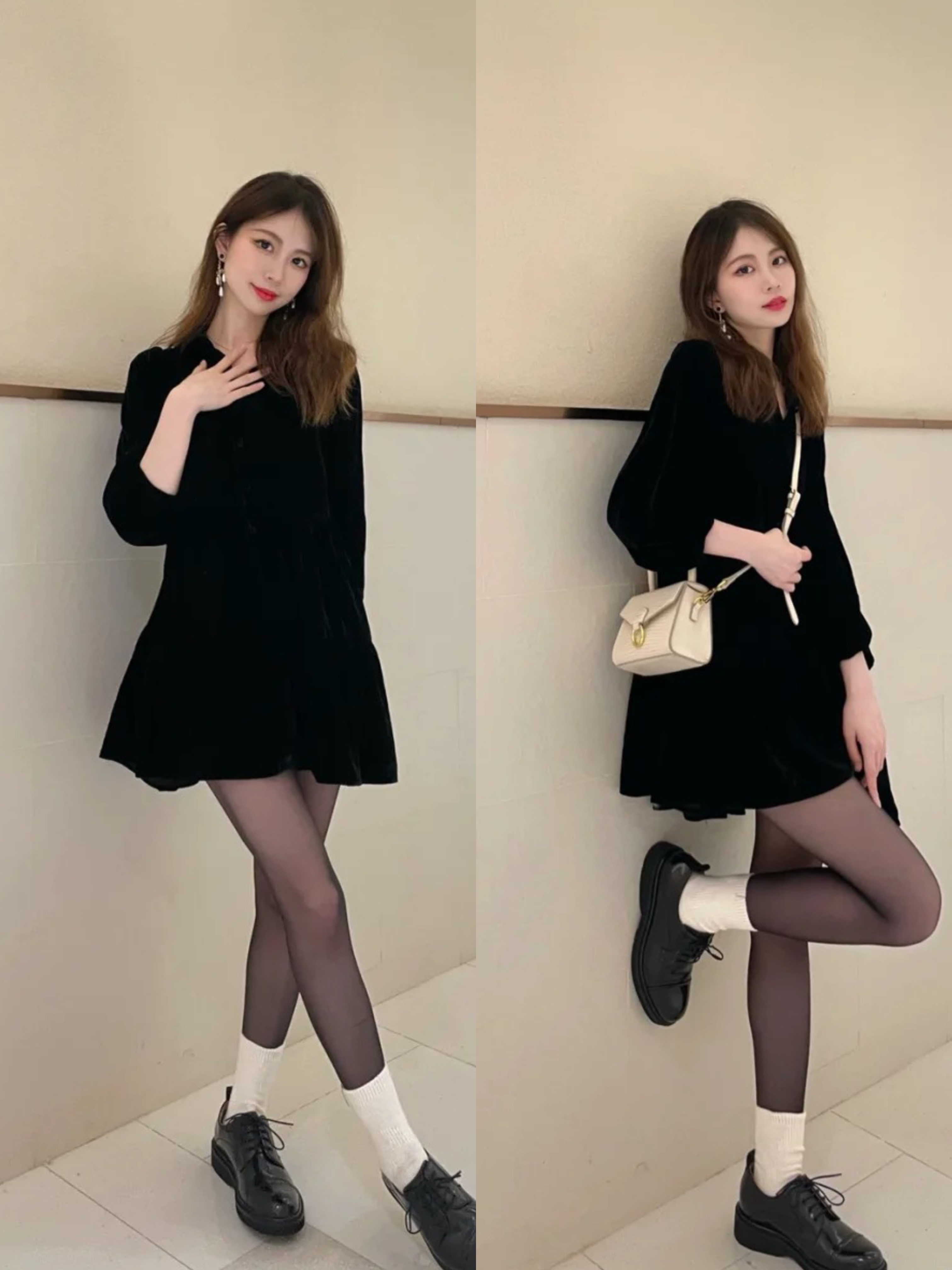 黑丝小腿袜和过膝袜哪个显腿长,今冬不流行露脚踝了露袜才更时髦