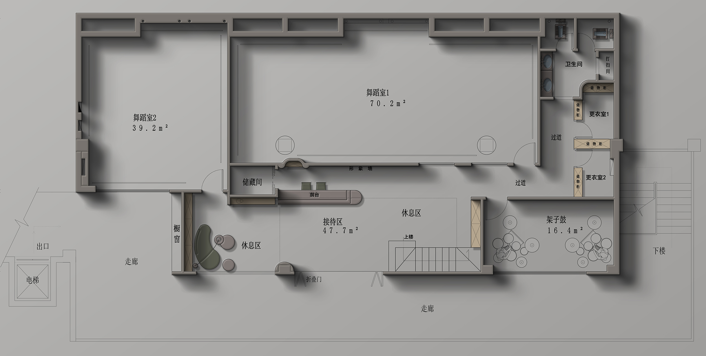 300平文化课教育培训班装修效果图,300平培训班装修设计