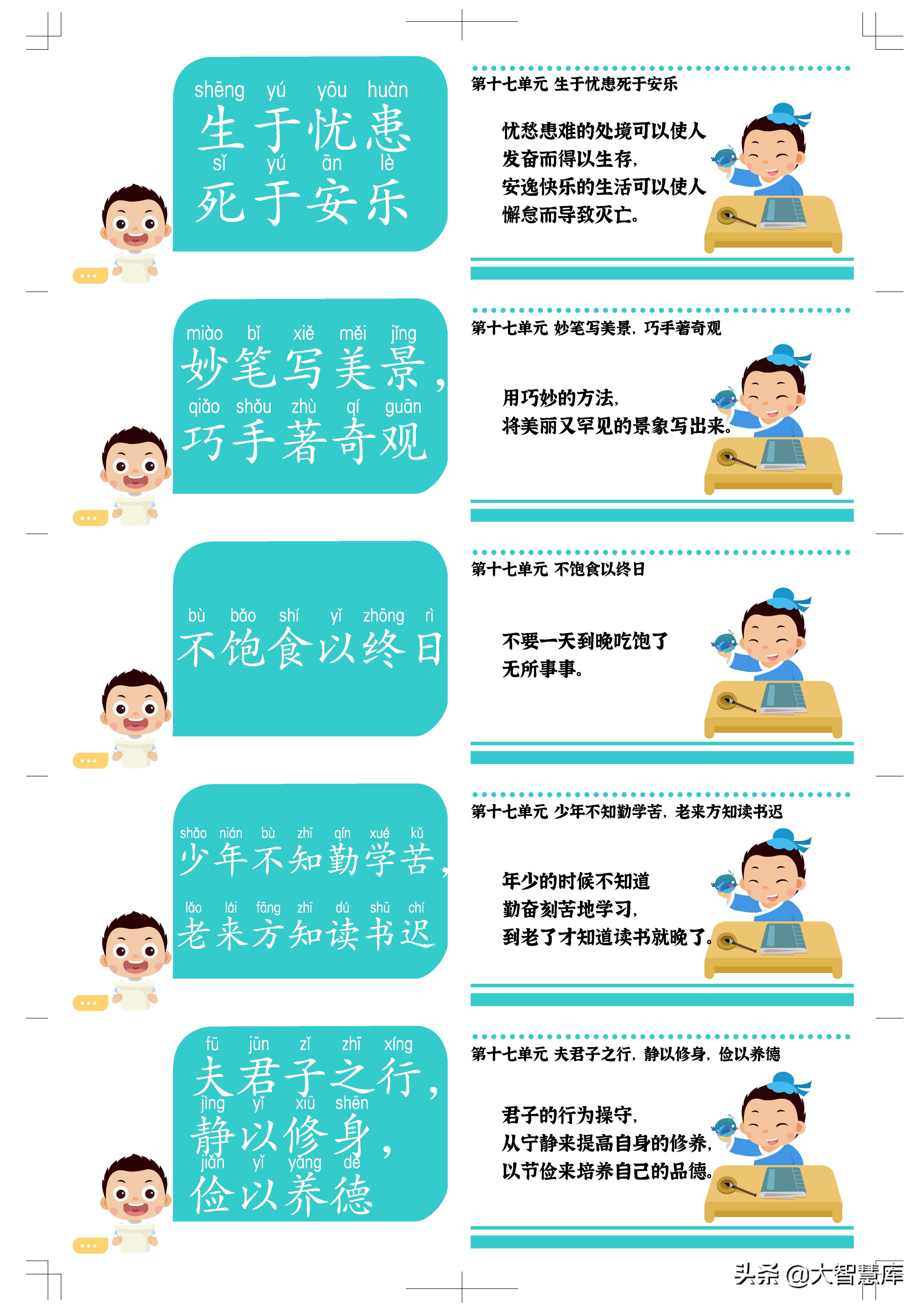 语文老师亲手整理绘制谚语小古文240句卡片，深受全班同学喜爱