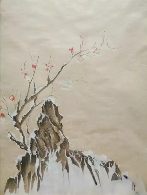 雪梅的画面怎么画,写意雪梅画法教程