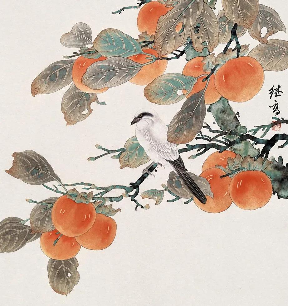 国画梅花与喜鹊的寓意,喜鹊柿子画寓意