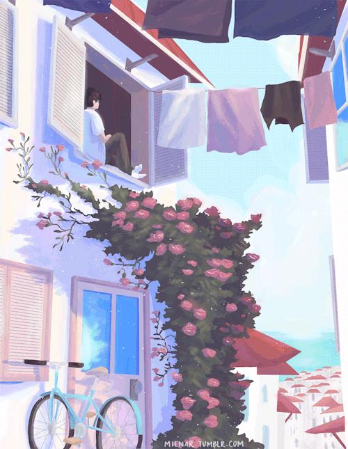 清新治愈画师插画,日本画师孤独插画