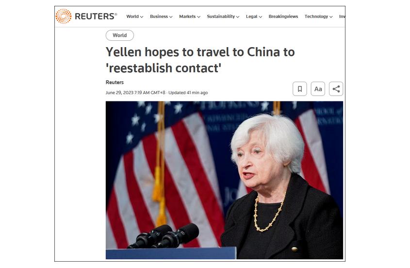 耶伦提出访华，再度表态美国对华芯片*压打**“有理由”，中方回应