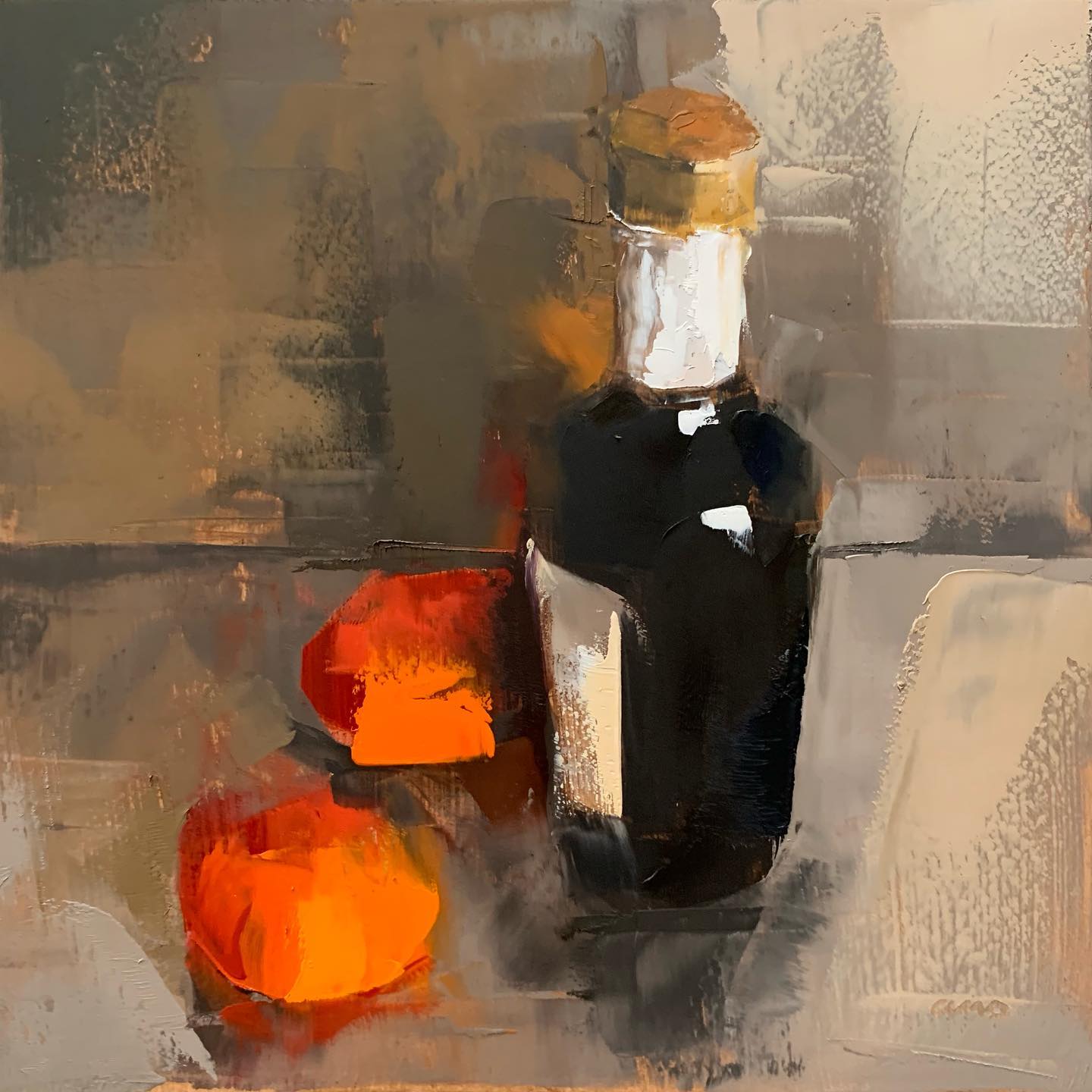 大色块静物油画,油画静物花卉色块