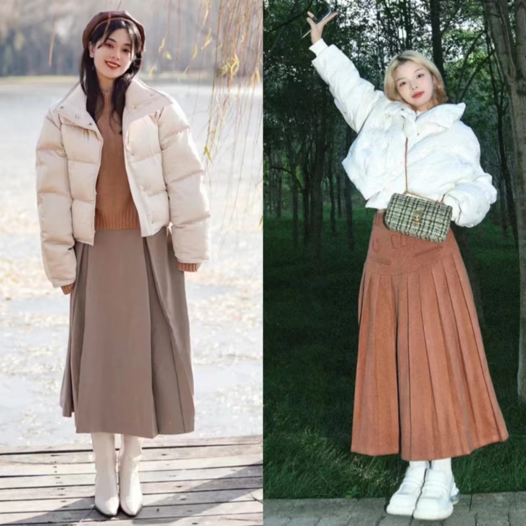 中款羽绒服配裤子好还是裙子好,羽绒服配裙子怎么搭配好看