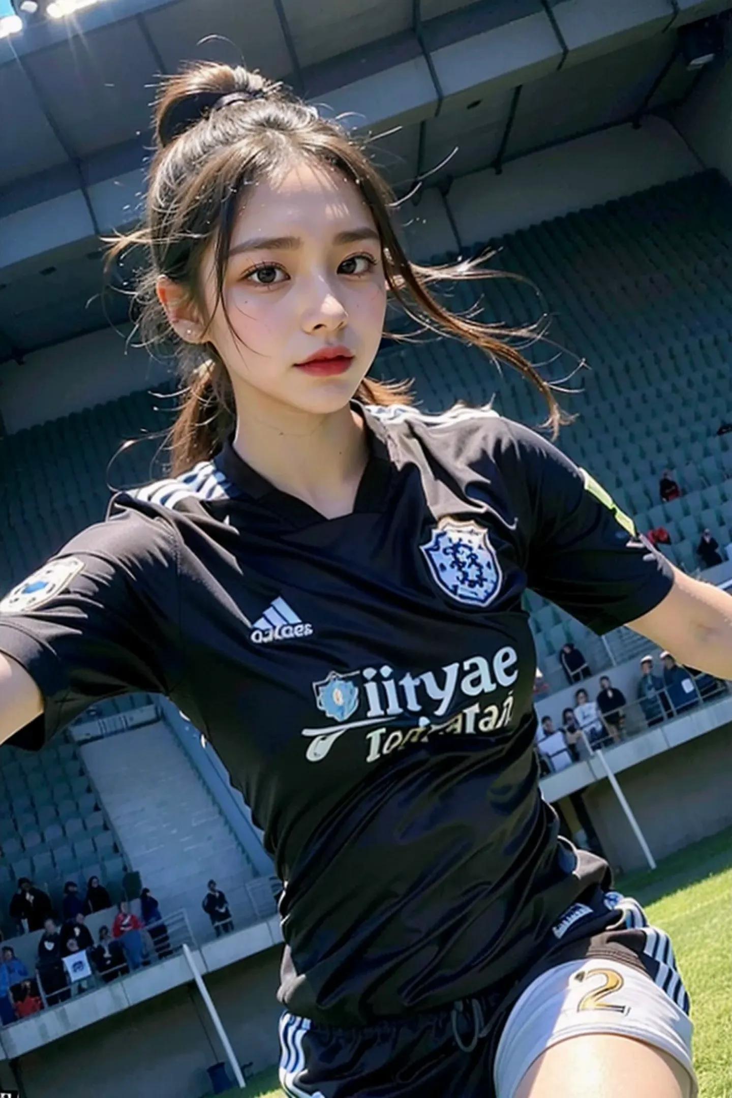 足球场上惊艳的女孩,足球场上的漂亮女孩