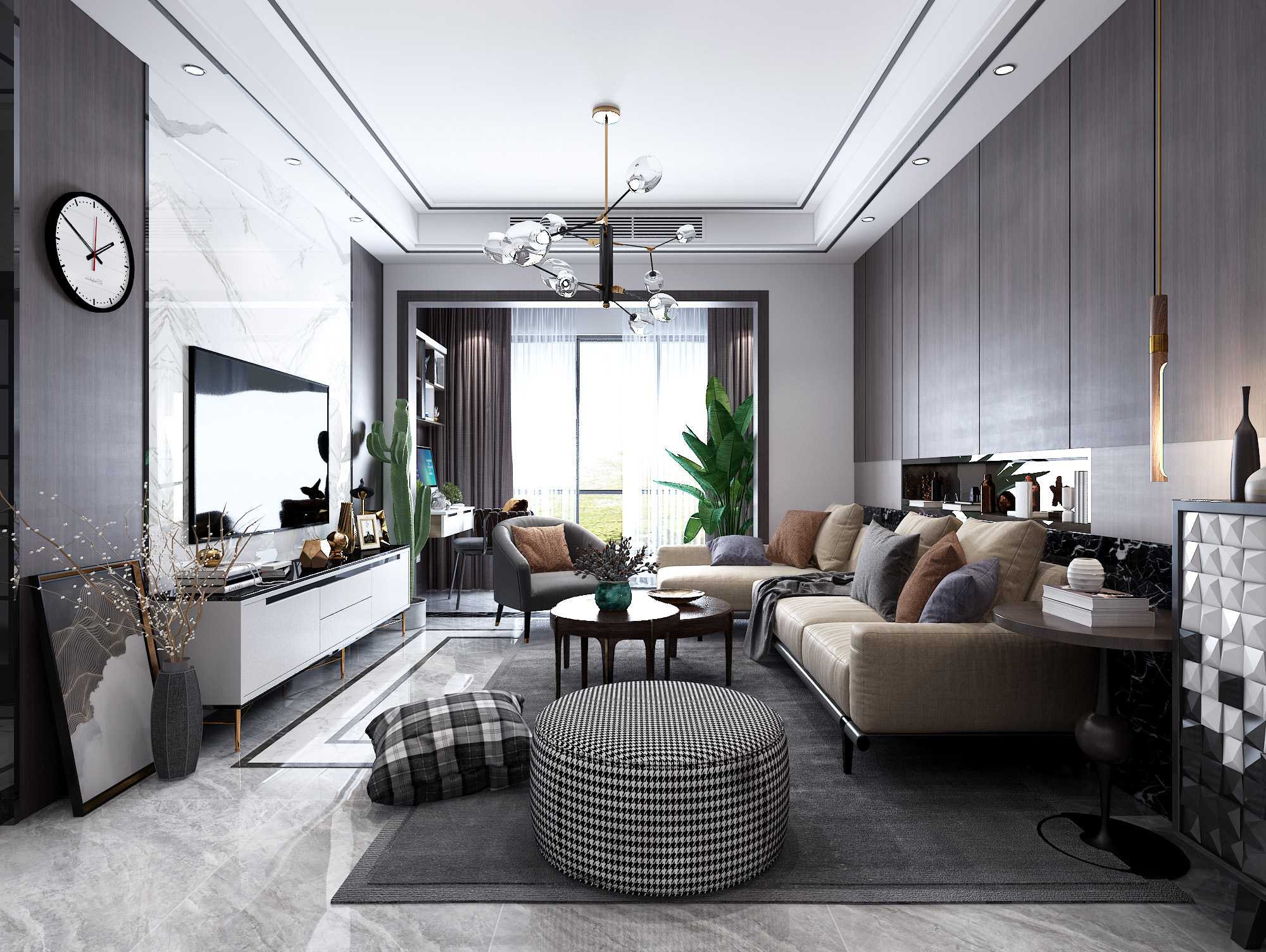 30款客厅吊顶图片,简装吊顶客厅效果图