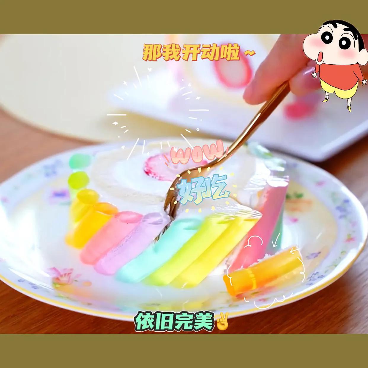 彩虹果冻蛋糕,彩虹果冻蛋糕卷怎么做