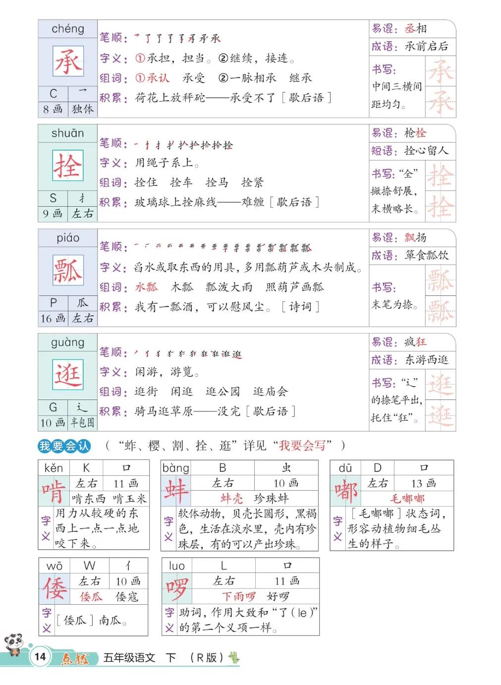 五年级下册第一单元语文知识总结,五年级下册第一单元知识小结语文