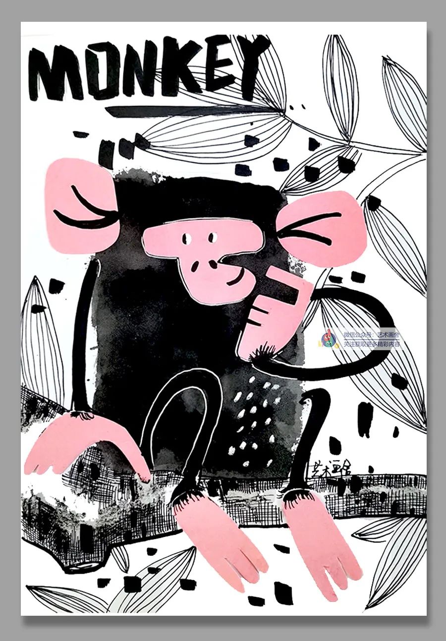 儿童画剪贴创意画教程6到12岁,儿童画猴教程