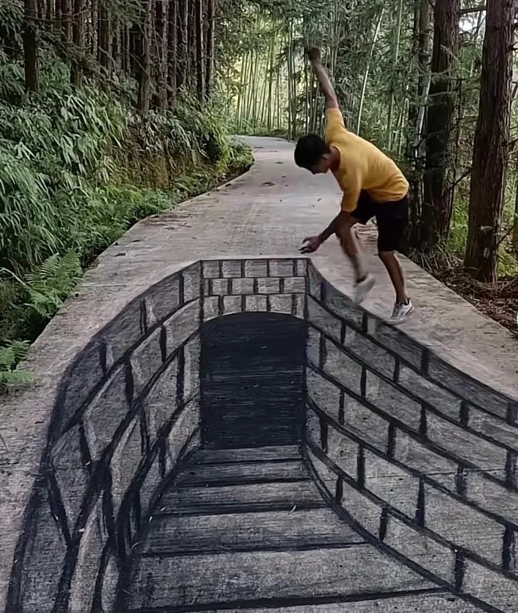 小伙画3d画太真实,民间画家3d画