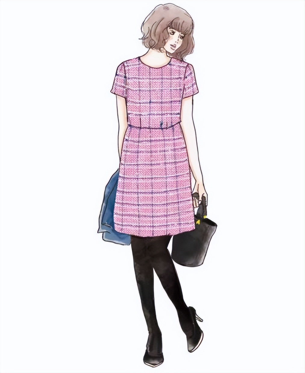 四种不同风格的穿搭手绘,日系手绘风格穿搭