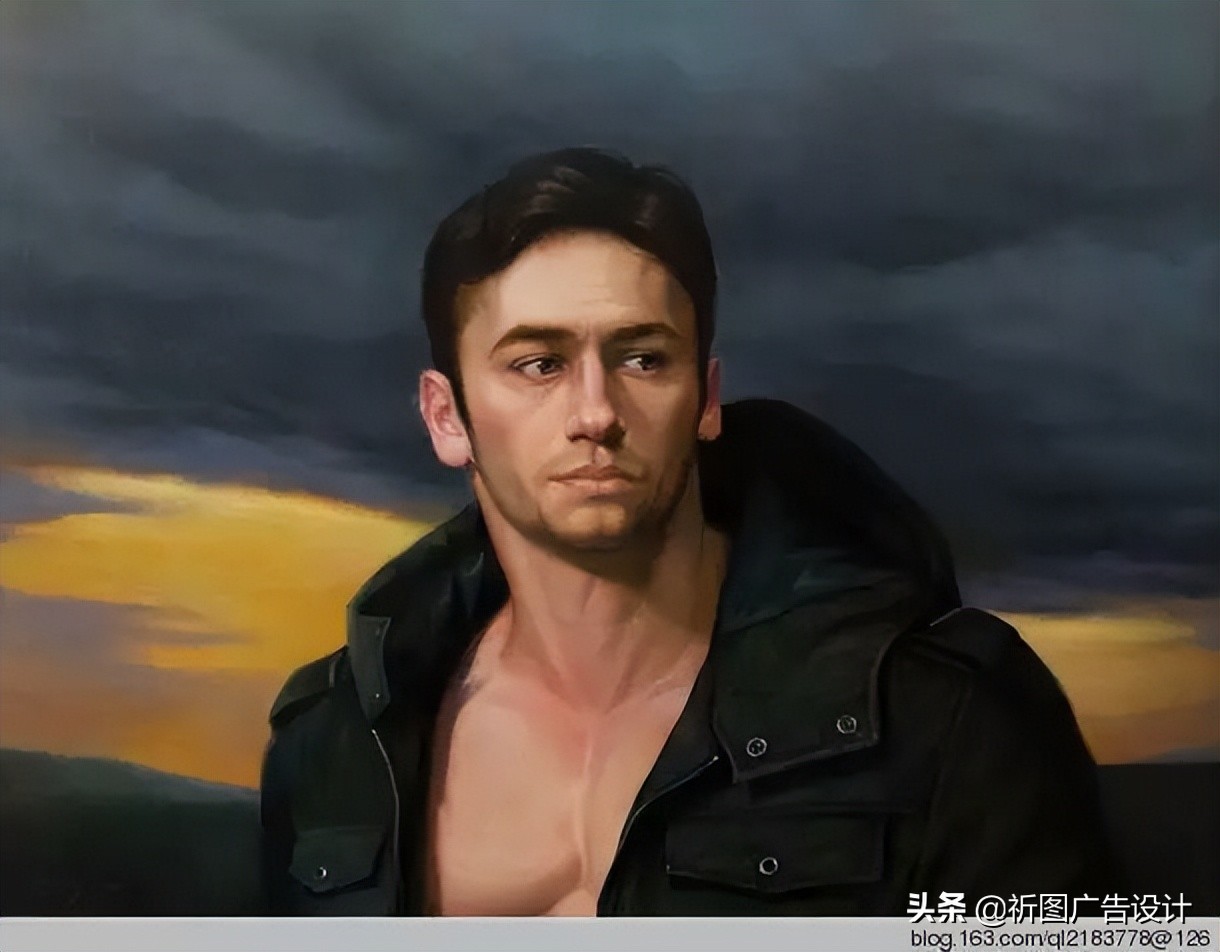 彩色粉笔人像绘画,人像粉笔画