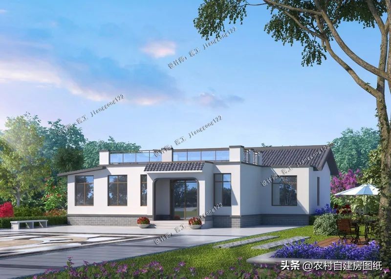 农村一层别墅取暖设计,农村自建房带堂屋烤火房新中式