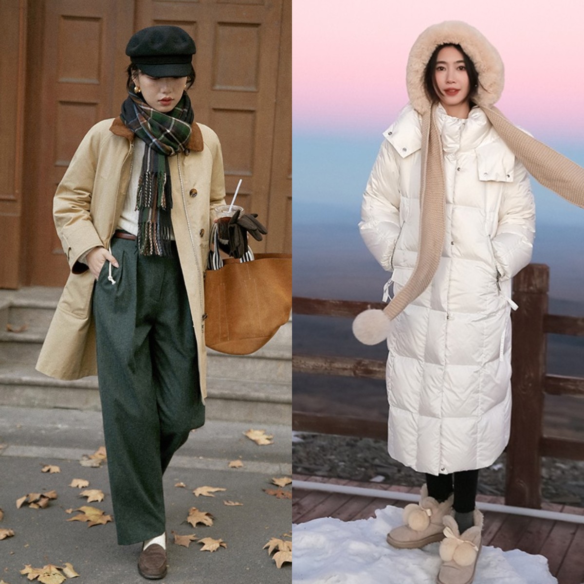 中年妈妈冬季宽松羽绒服搭配裙子,短款羽绒服搭配什么样的裙子好看