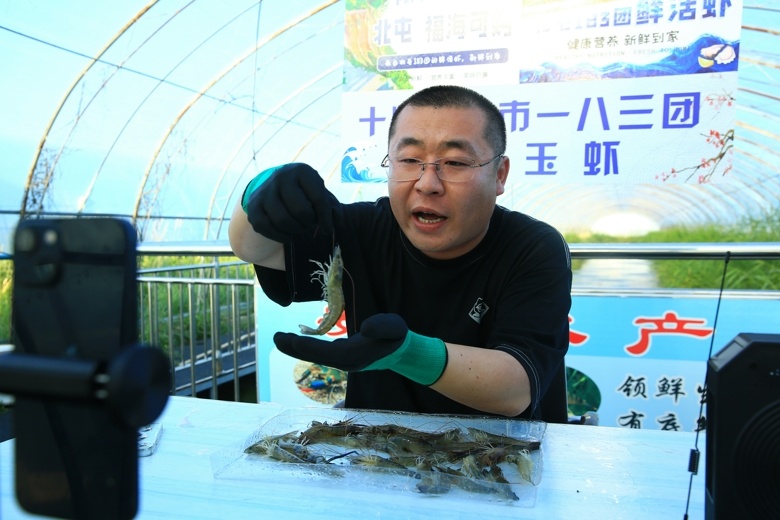 十师一八三团：网络直播助额河玉虾热卖