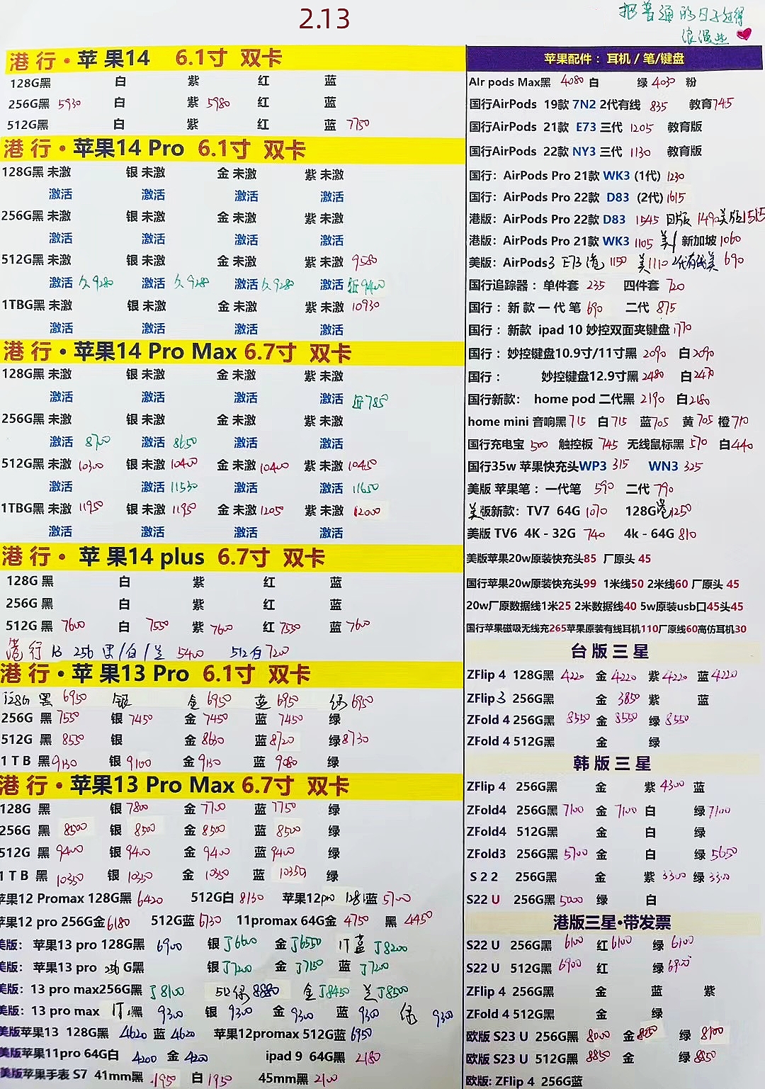 2024年1月11日华强北手机批发价,2023年2月华强北手机拿货价格表