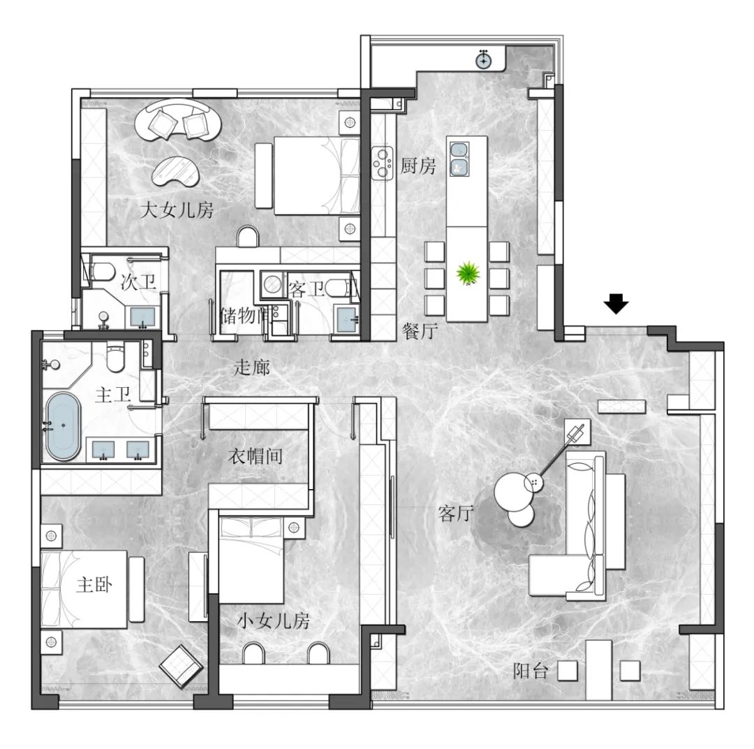 彭家坪龙湖景粼天著大平层样板间,龙湖景粼天序165大平层