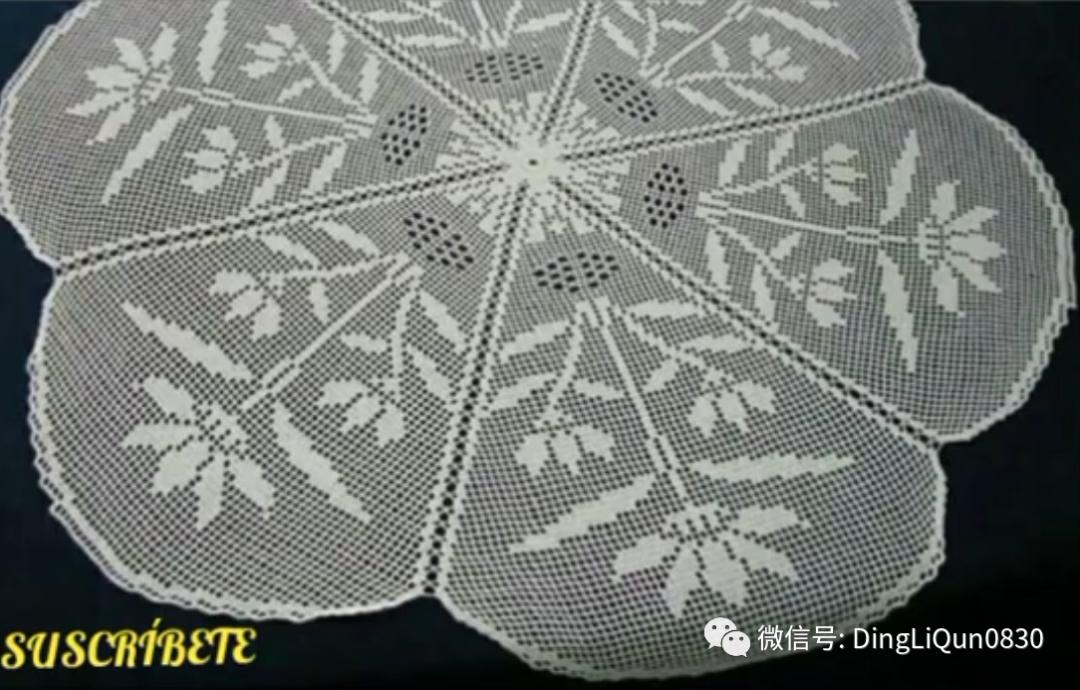 针织钩花小桌布,毛线编织钩花桌布图案