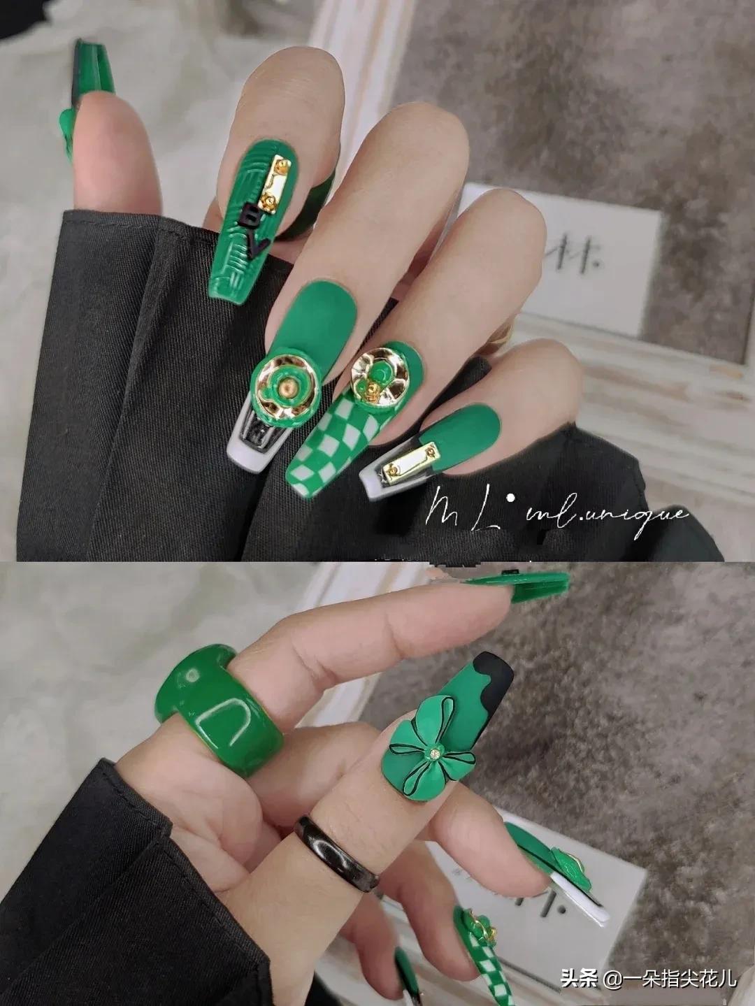 美甲欧美可爱风长指甲,美甲个性十足小姐姐